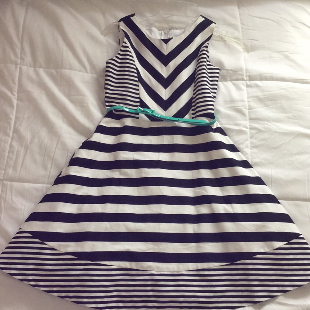 Rare Edition Chevron Stripe Dress with belt